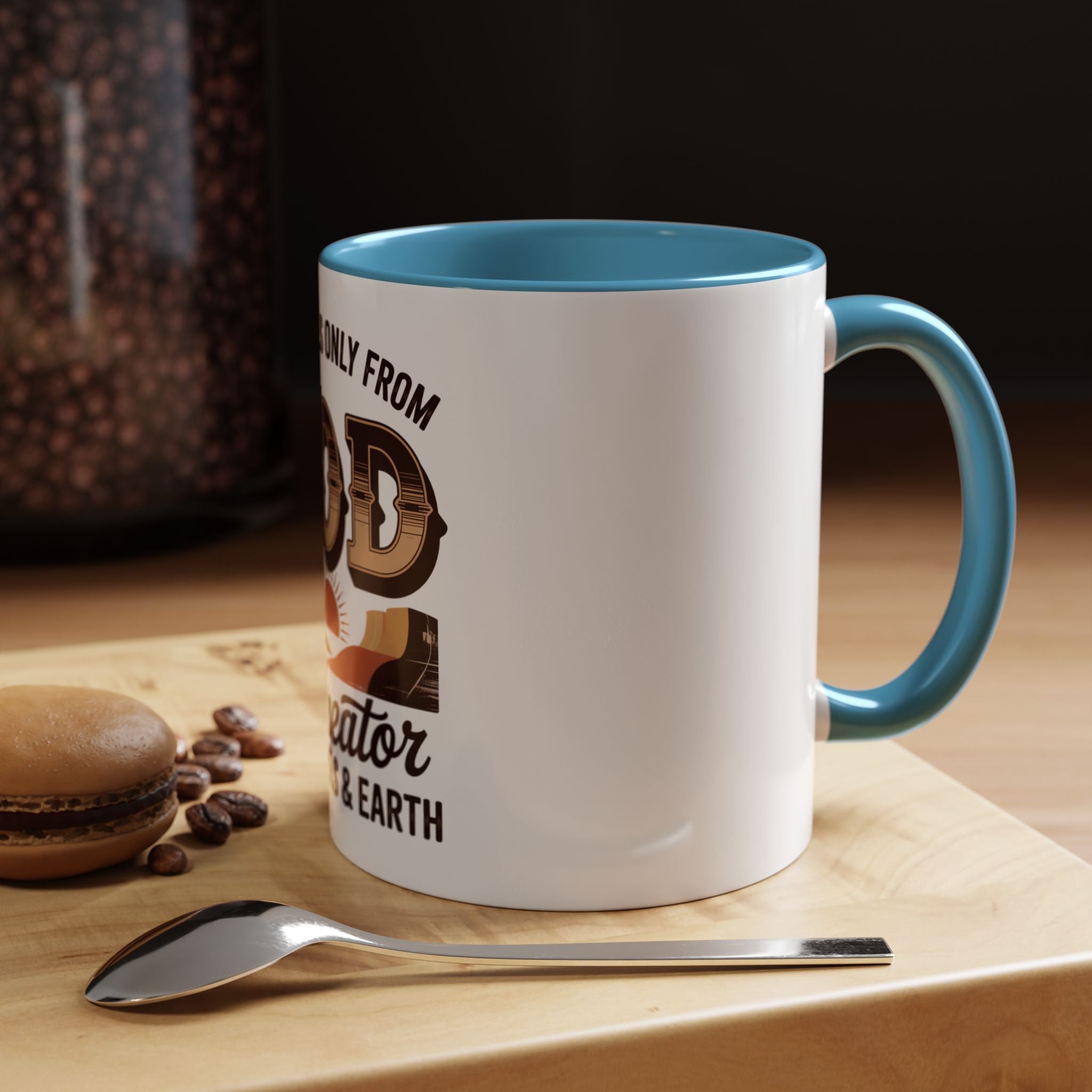 God-Themed Accent Coffee Mug – "My Help Is Only From God, The Creator of Heavens & Earth"