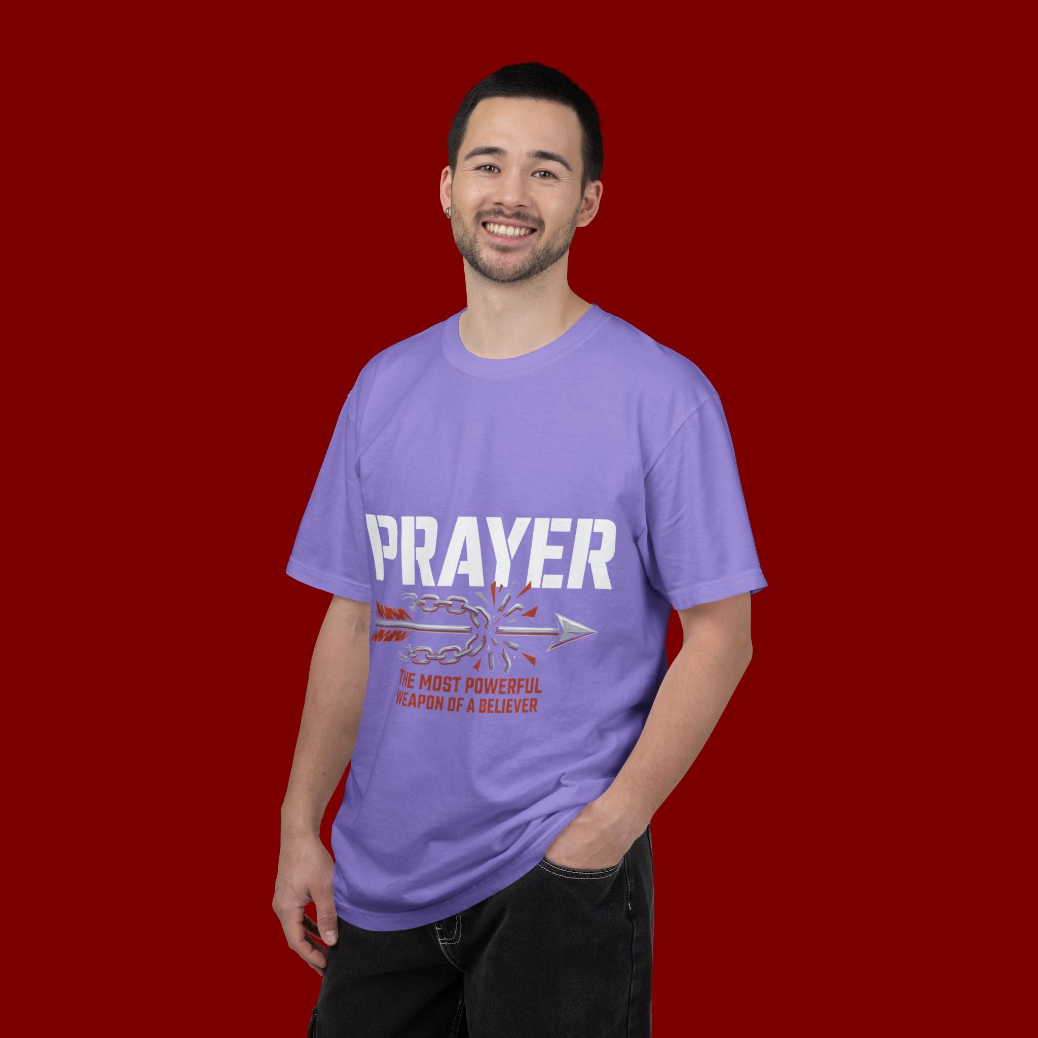 Prayer T-Shirt — Faith Arrow Graphic Tee ("Prayer: The Most Powerful Weapon")