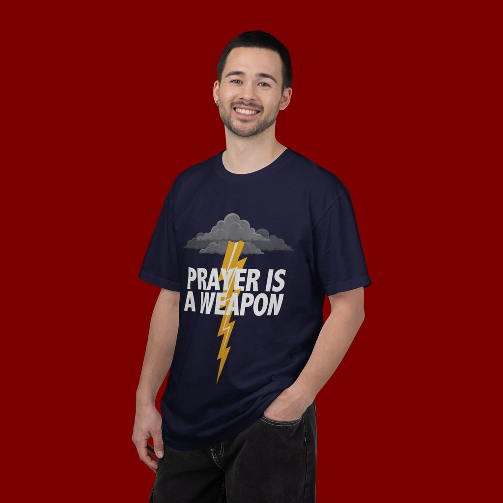 Prayer Is a Weapon T-Shirt — Christian Faith Lightning Graphic Tee