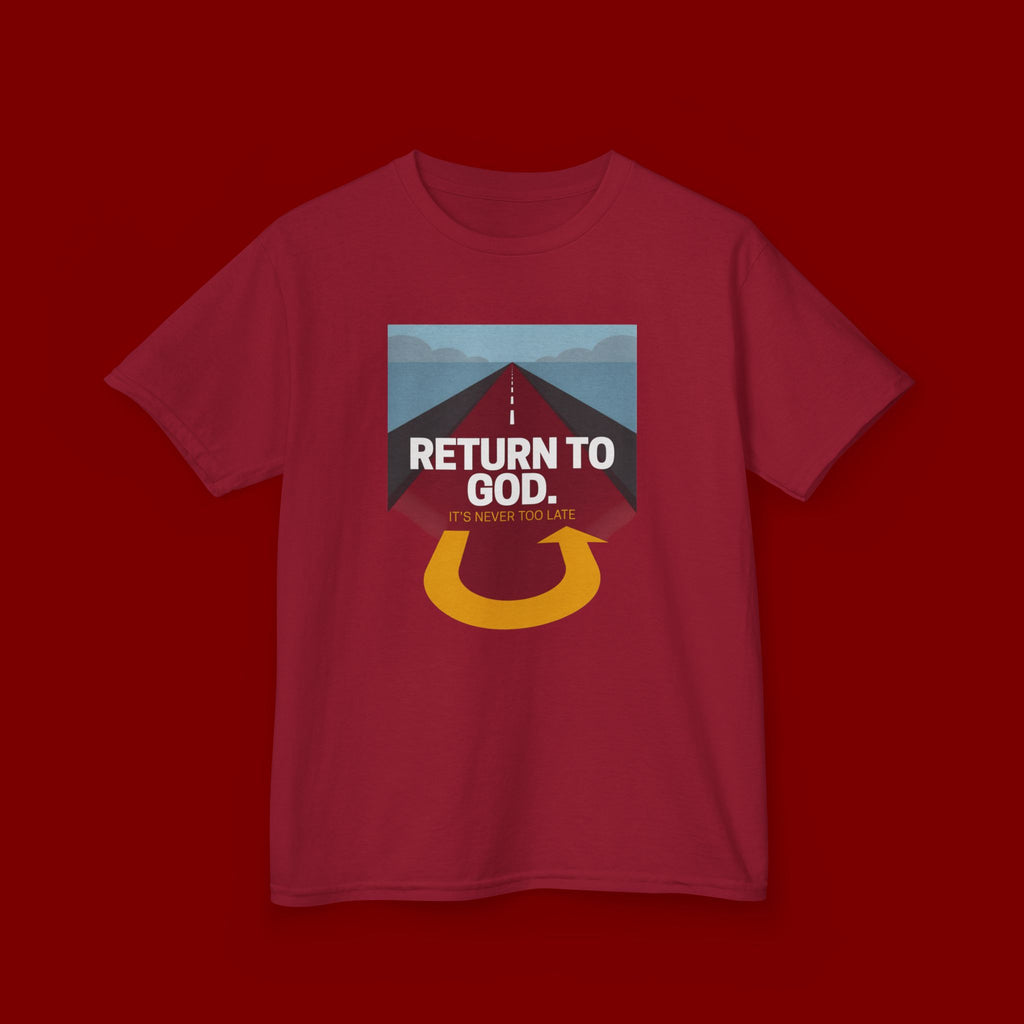 Kids Tee - "Return to God" Roadway Graphic Religious Youth Shirt