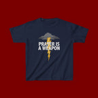 Kids Tee — "Prayer Is A Weapon" Lightning Graphic Christian Shirt