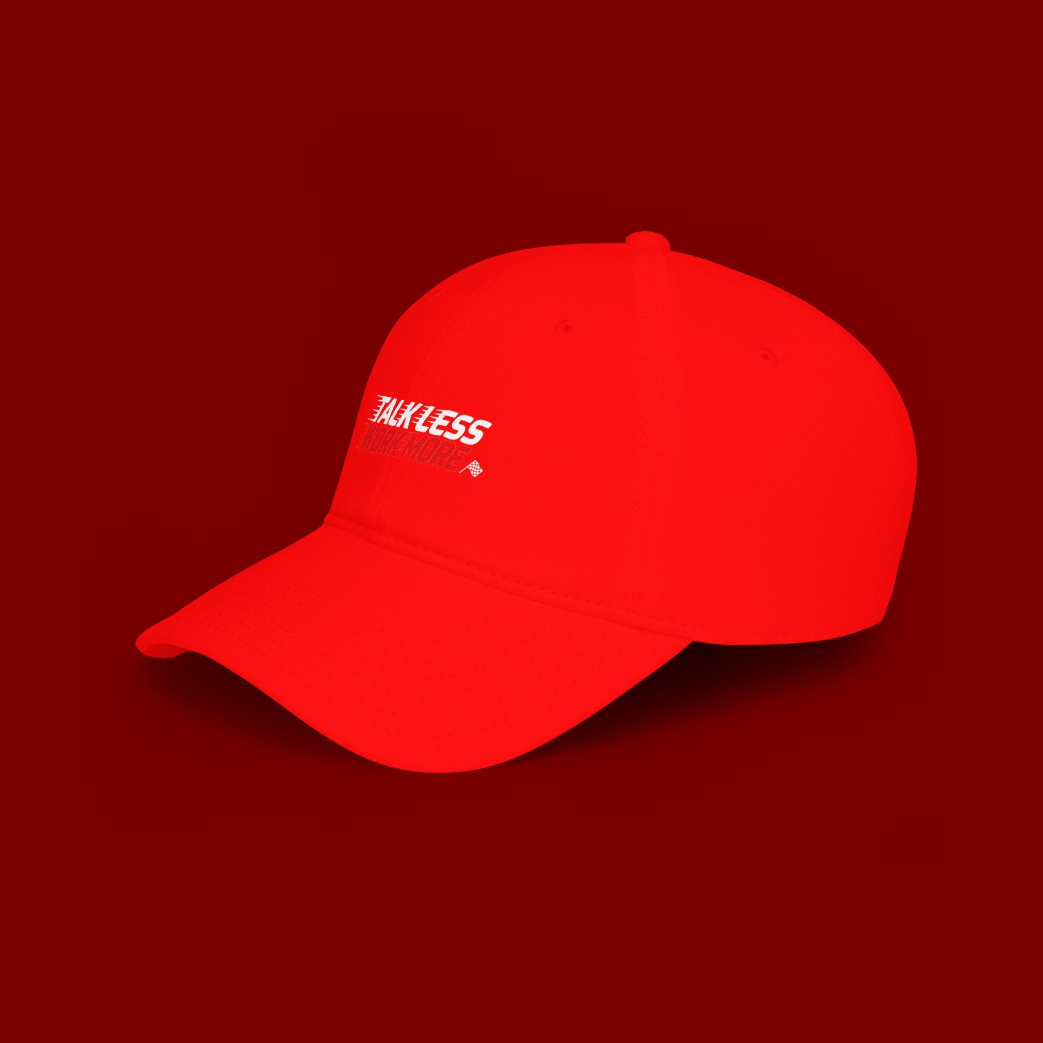 Talk Less Work More Red Low-Profile Baseball Cap