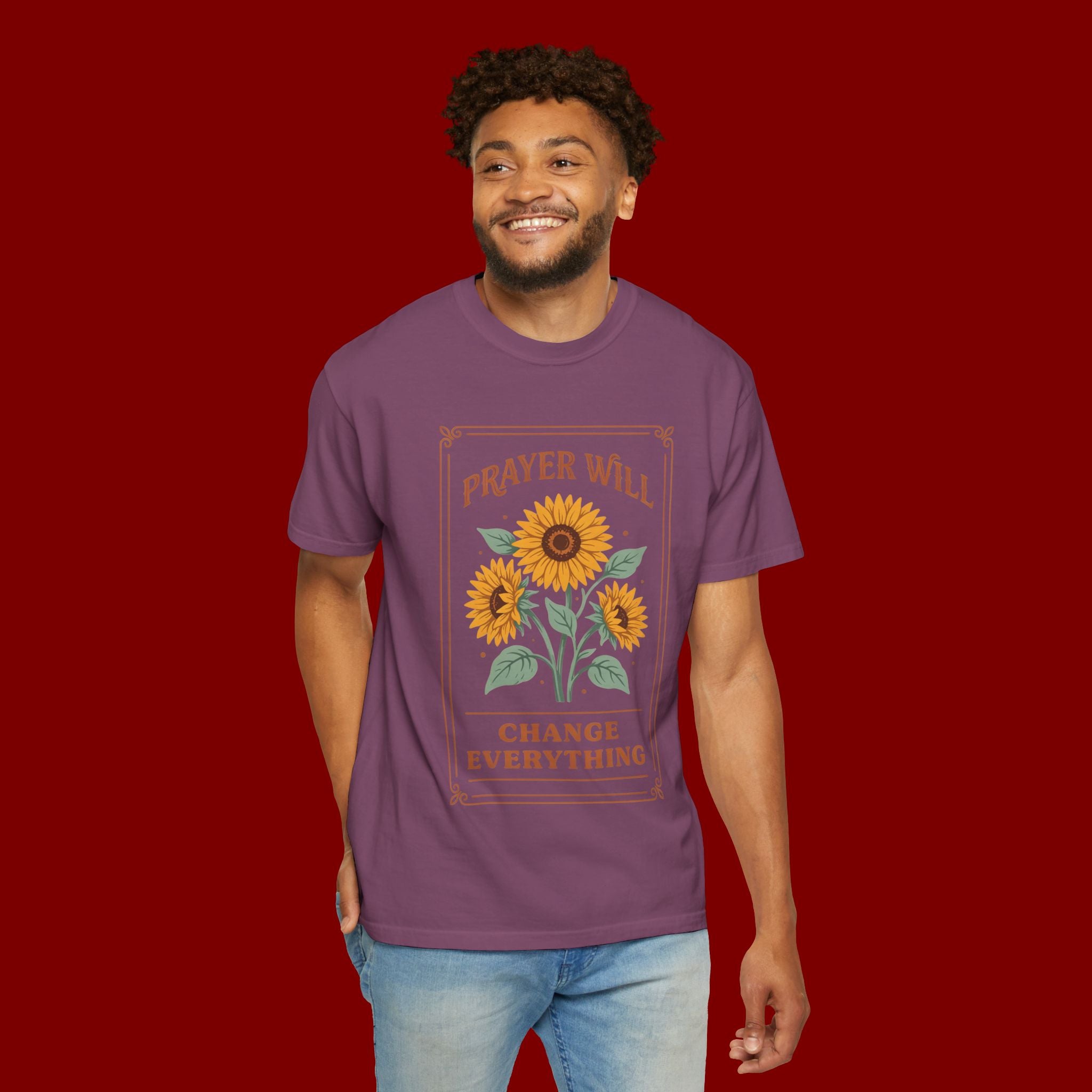Prayer Will Change Everything T-Shirt — Sunflower Faith Graphic Tee