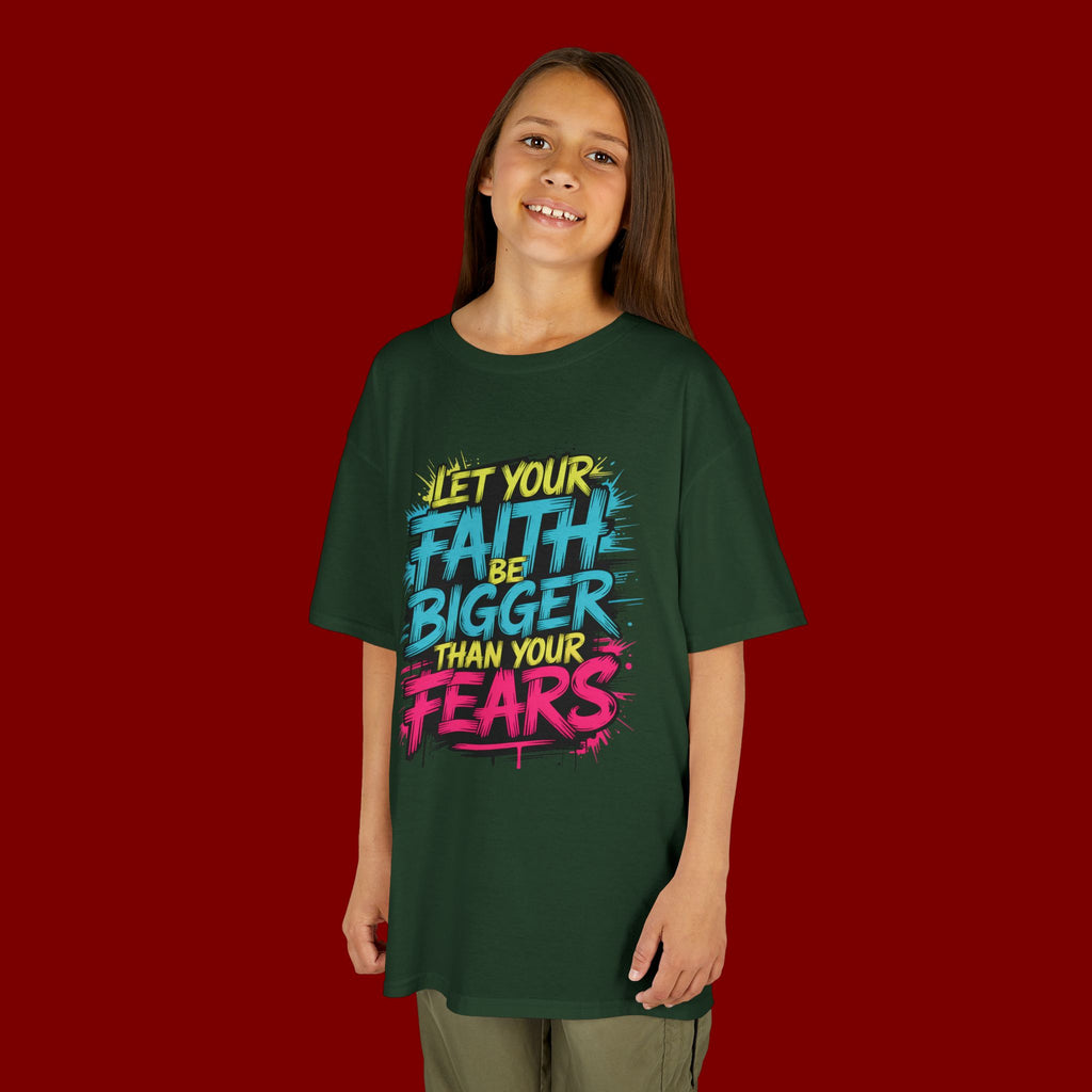 Kids Tee — "Let Your Faith Be Bigger Than Your Fears" Inspirational Graphic