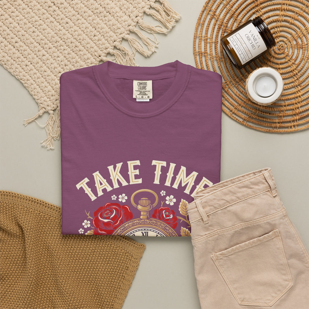 Take Time to Pray T‑Shirt — Vintage Pocket Watch & Roses Spiritual Tee