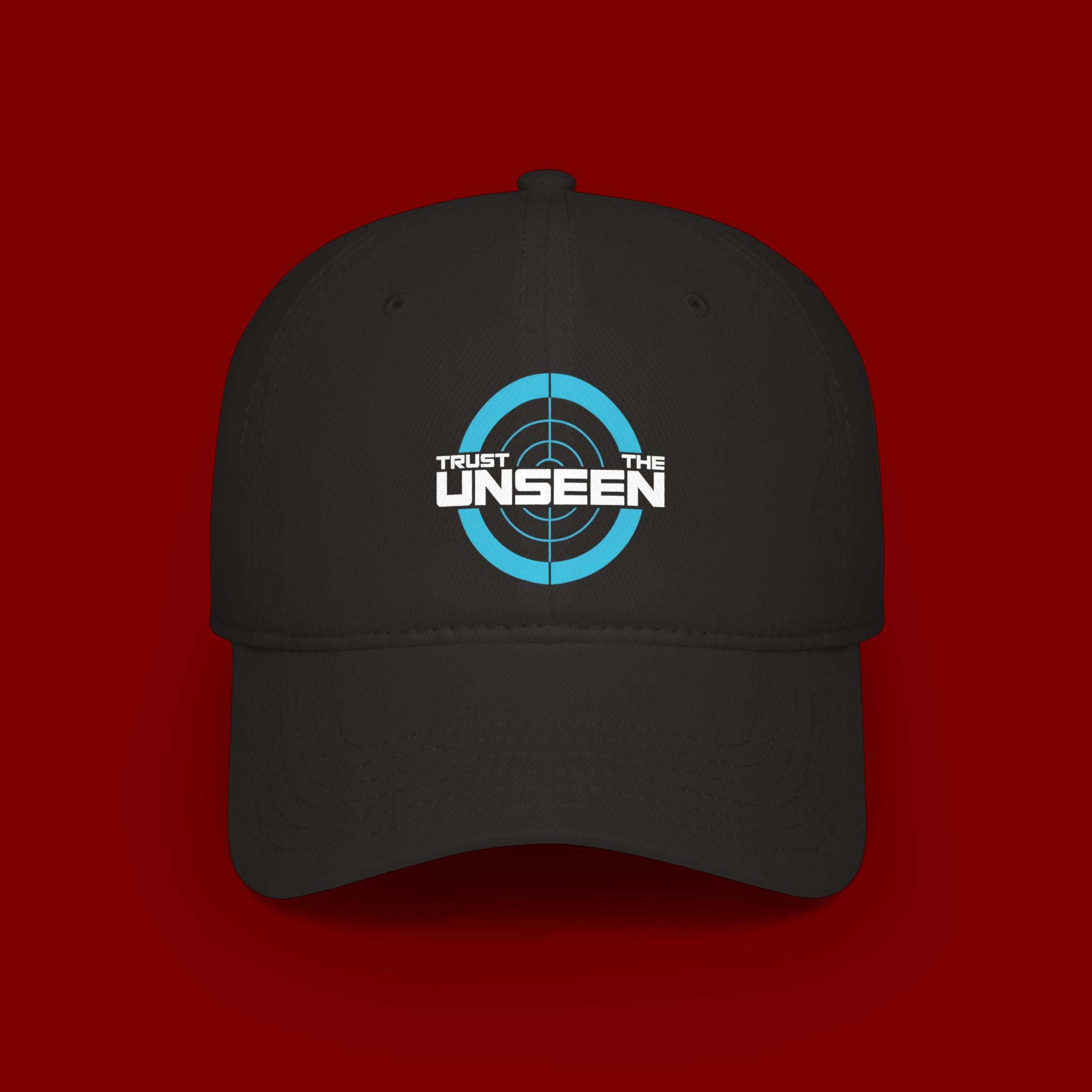 Trust The Unseen Target Logo Baseball Cap — Low Profile Red Hat