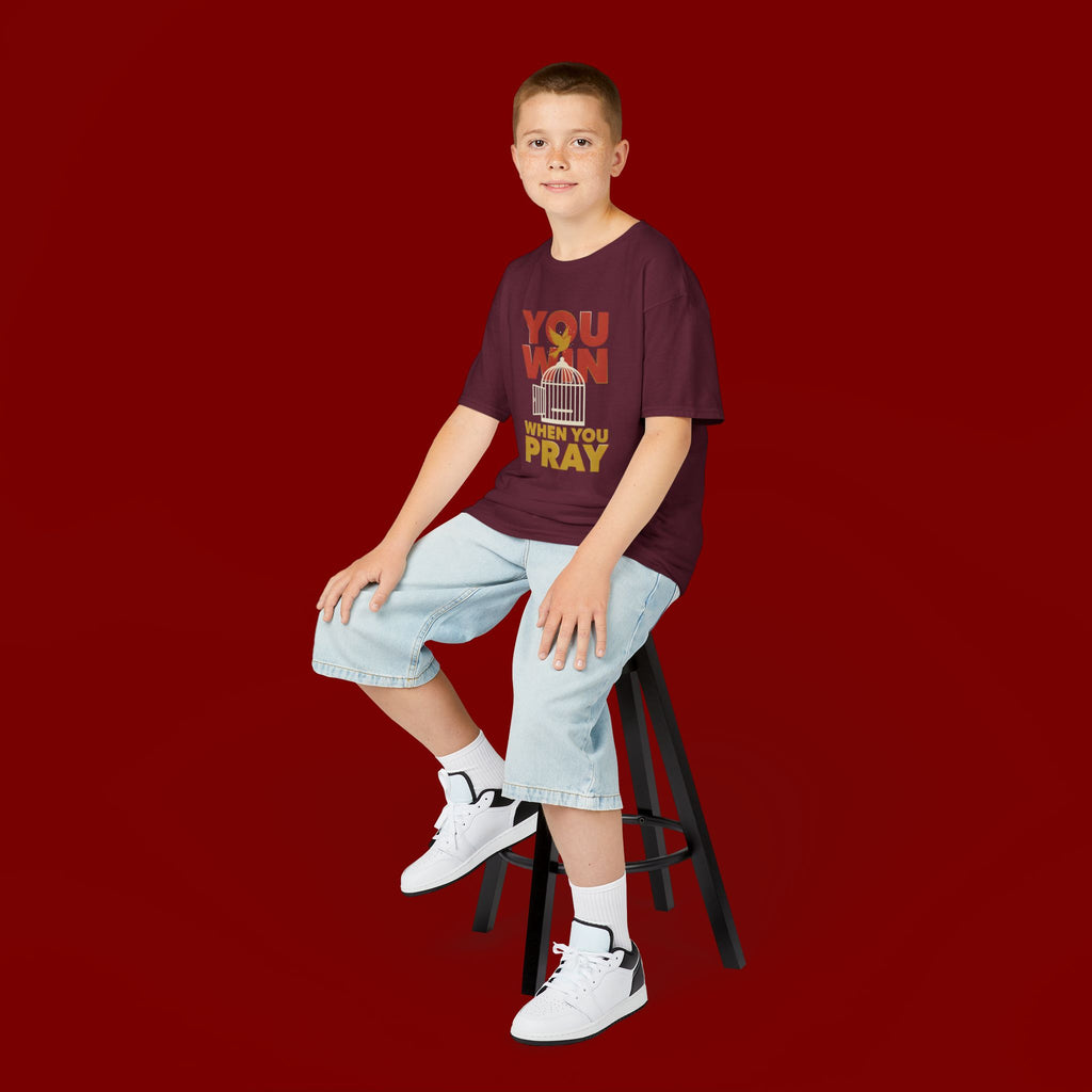 Kids Tee — "You Win When You Pray" Inspirational Christian Shirt