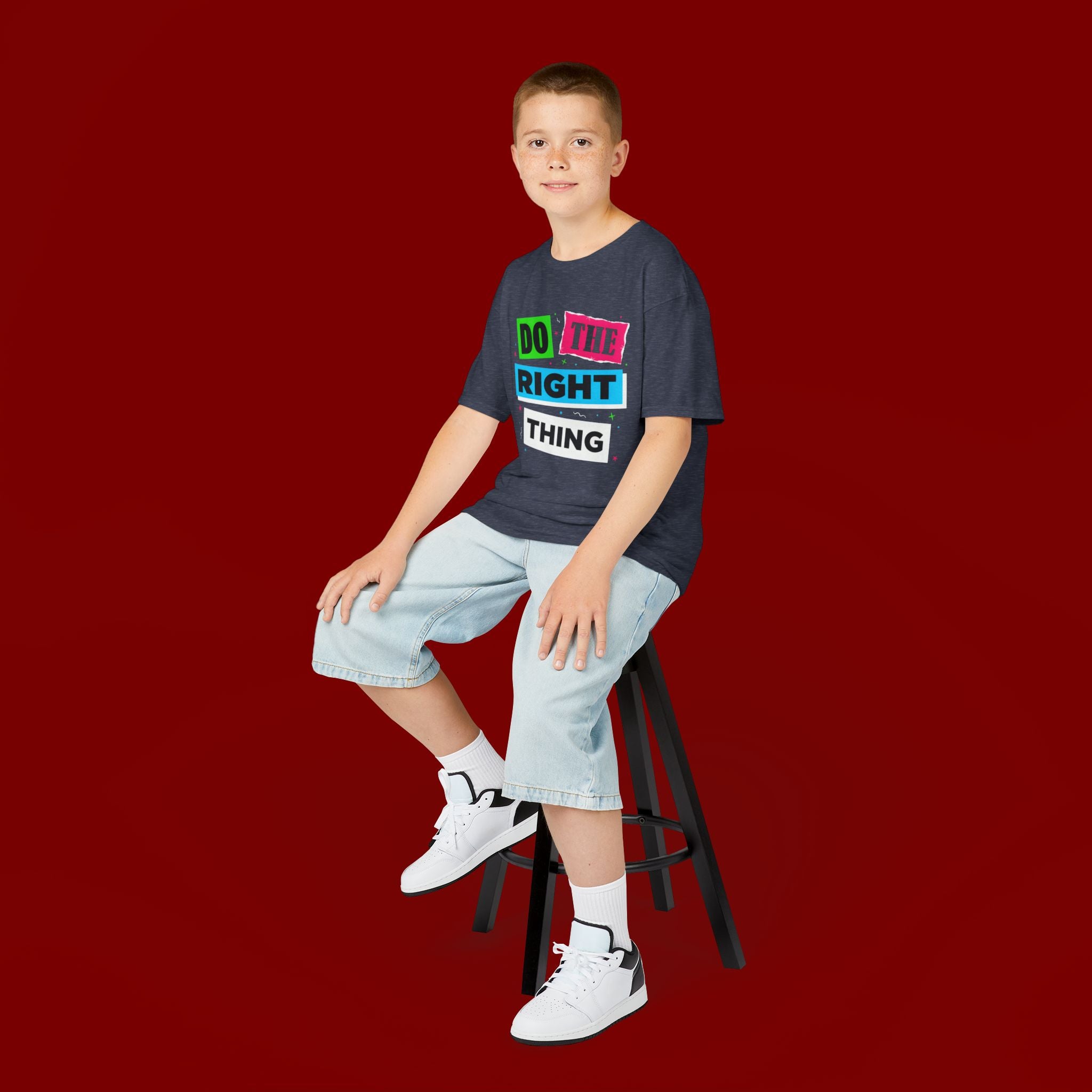 Kids Tee - "Do The Right Thing" Bold Colorblock Graphic