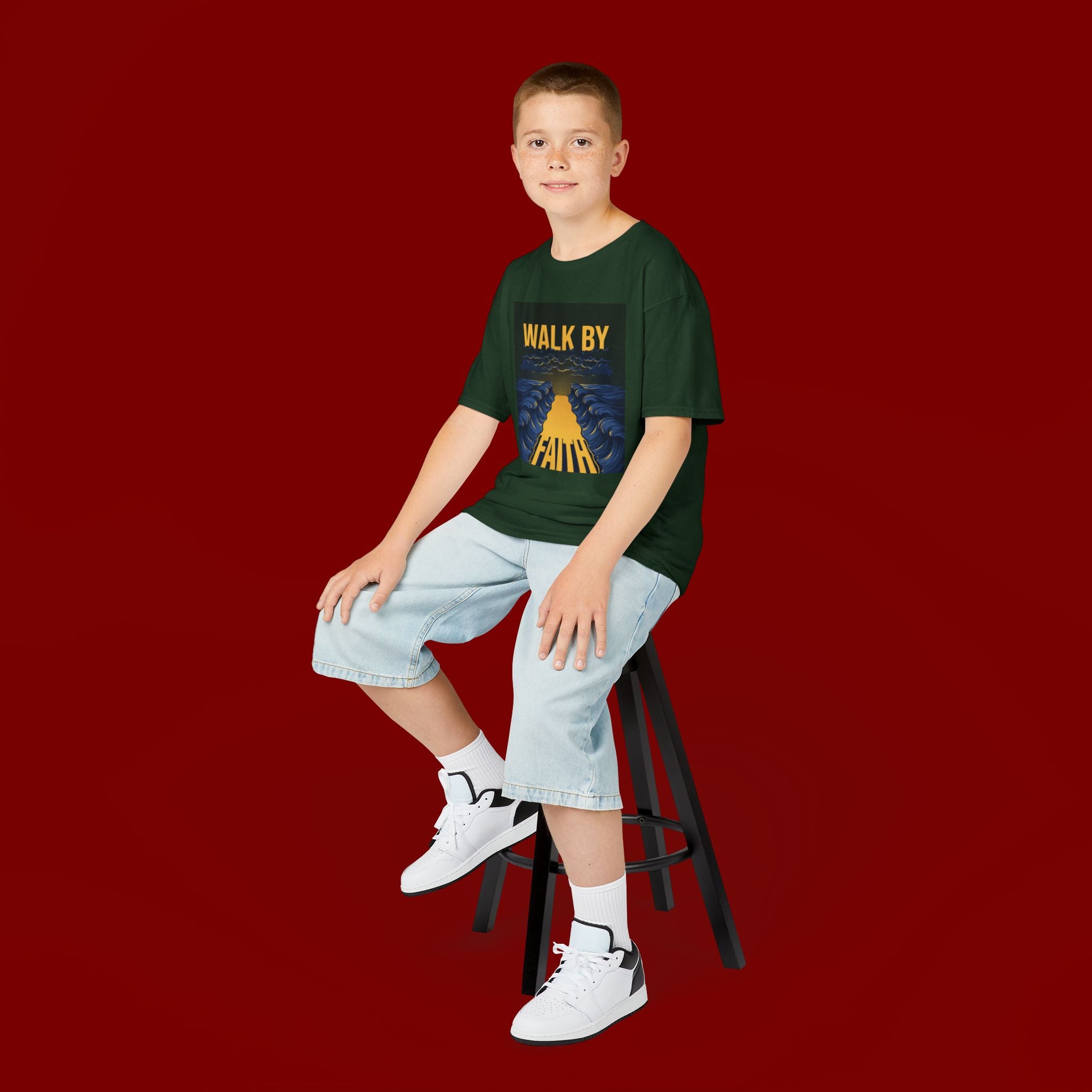 Kids T‑Shirt — "Walk By Faith" Inspirational Graphic Tee for Children