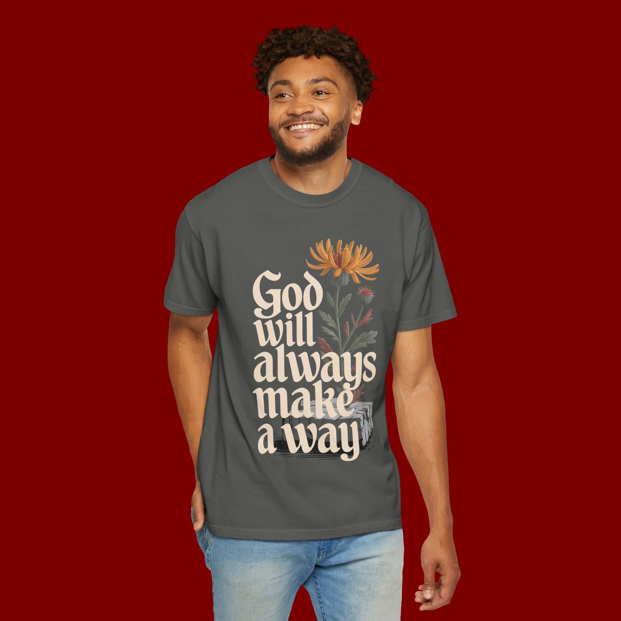 God Will Always Make a Way T-Shirt — Inspirational Floral Christian Tee