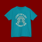 Kids T-Shirt – "I Can't Go a Day Without God" Floral Lungs Christian Tee
