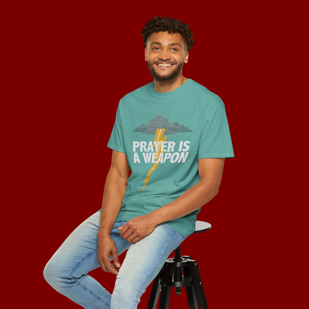 Prayer Is a Weapon T-Shirt — Christian Faith Lightning Graphic Tee