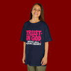 Kids Tee — "Trust in God" Pink Faith Graphic Shirt