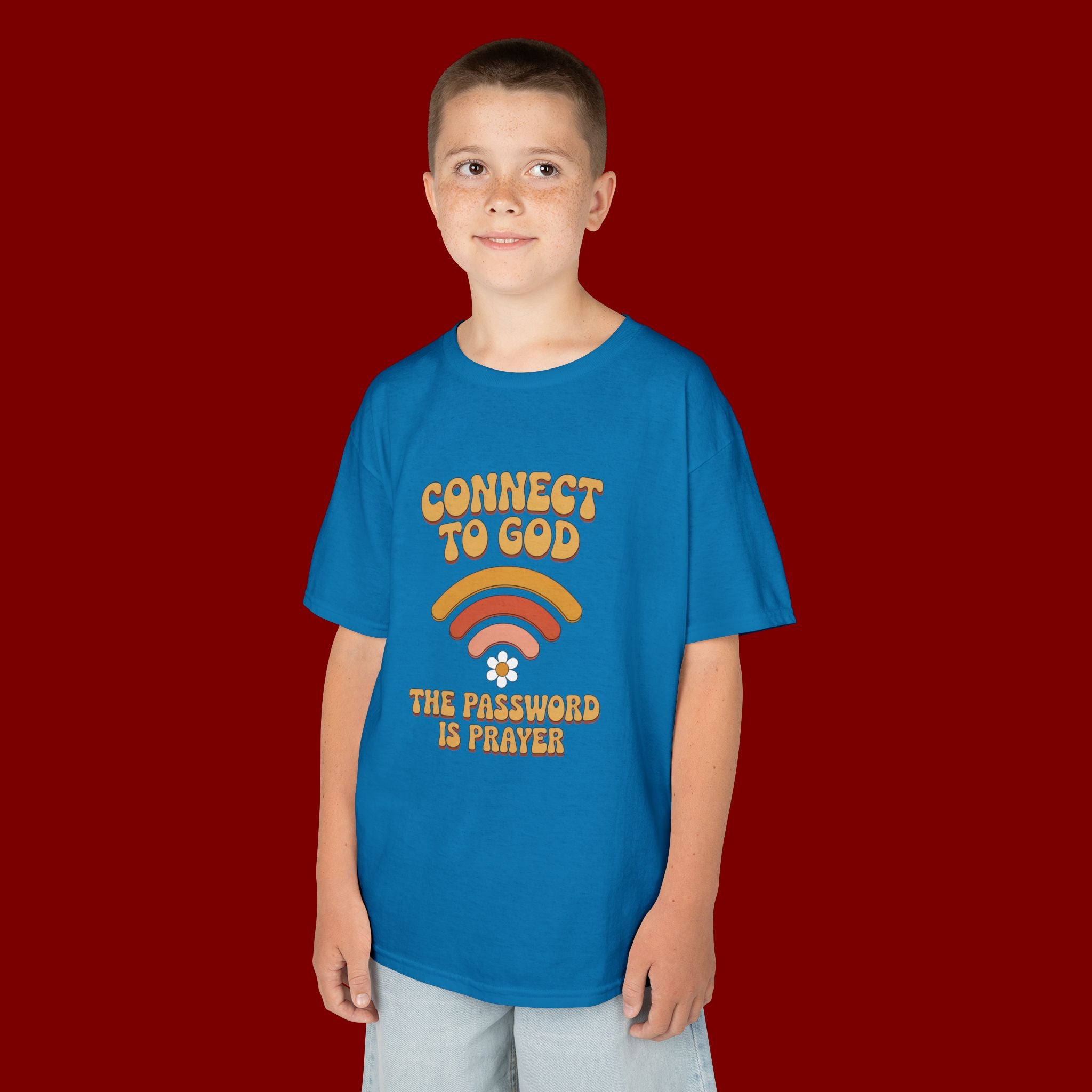 Kids Tee - "Connect to God" WiFi Prayer Graphic Shirt
