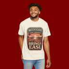 Scripture Comfort T-Shirt — "With God Every Hardship Brings Ease" Christian Faith Tee