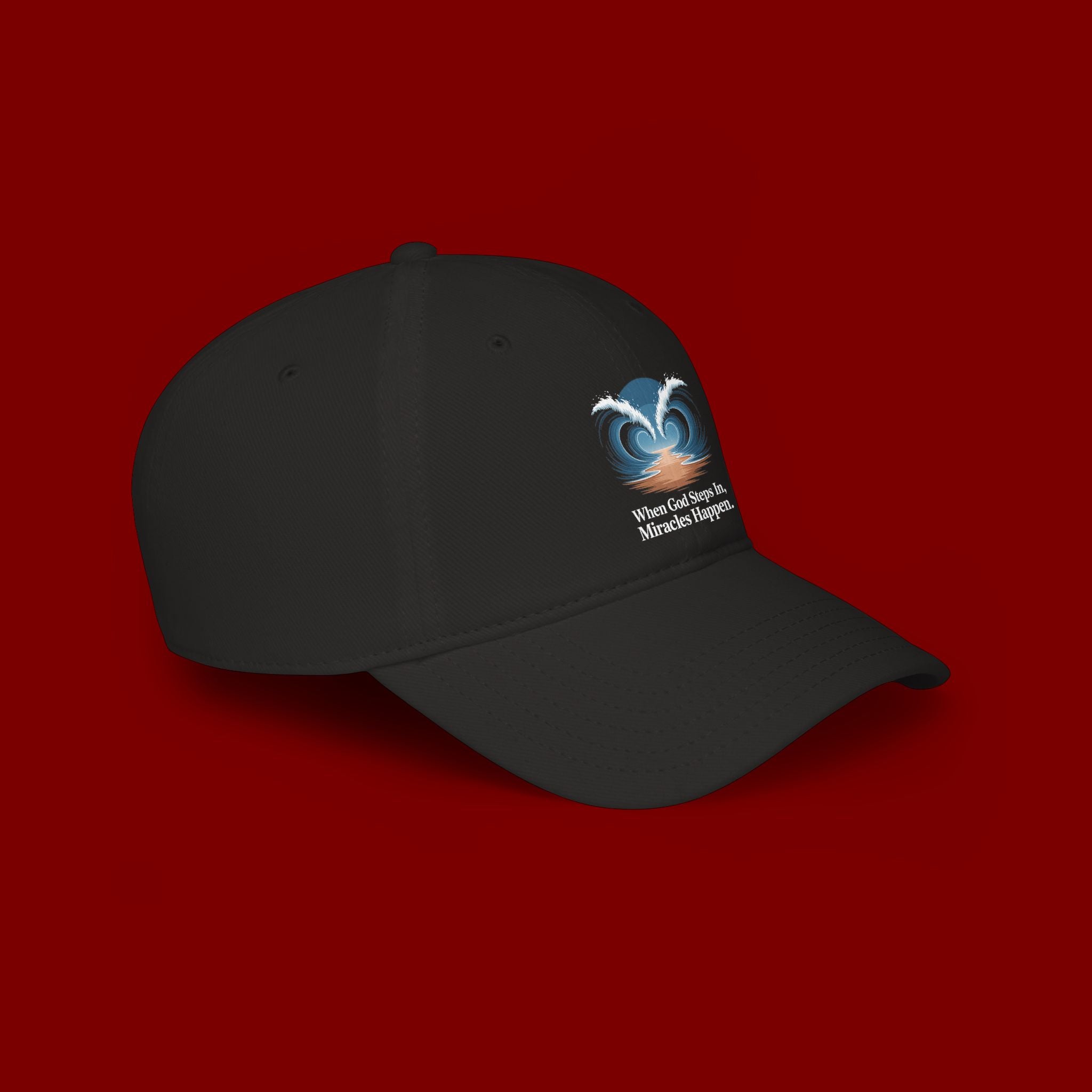 Inspirational 'When God Steps In Miracles Happen' Low Profile Baseball Cap