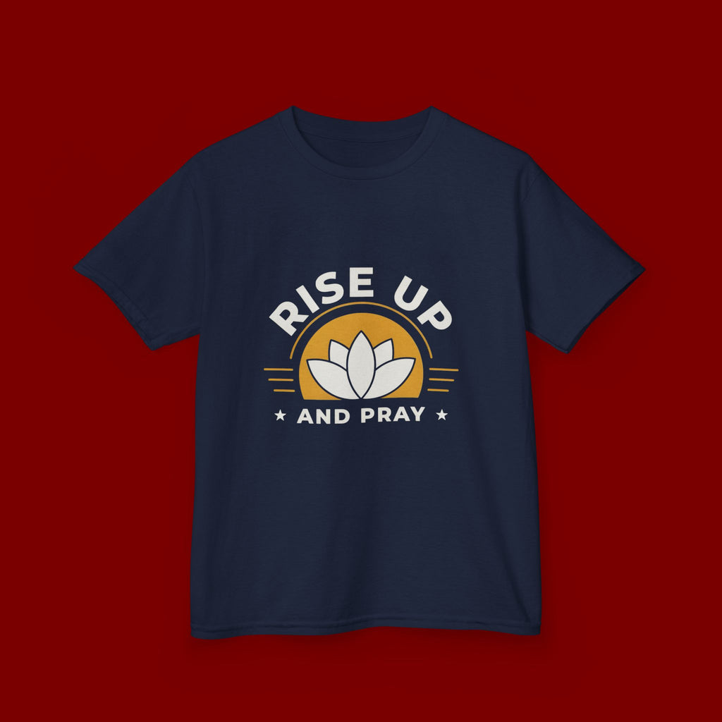 Kids T-Shirt - "Rise Up and Pray" Inspirational Christian Tee for Children