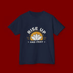 Kids T-Shirt - "Rise Up and Pray" Inspirational Christian Tee for Children