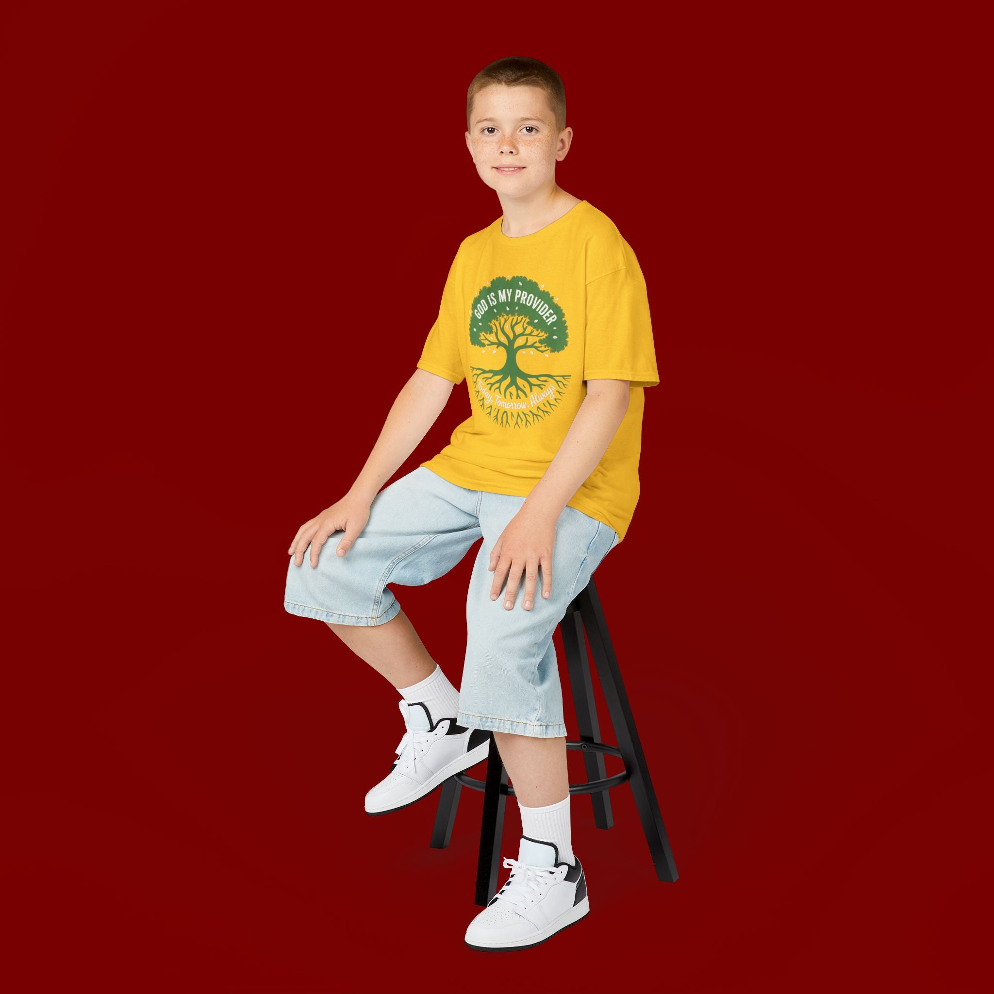 Kids Tee — "God Is My Provider" Tree of Faith Christian Shirt