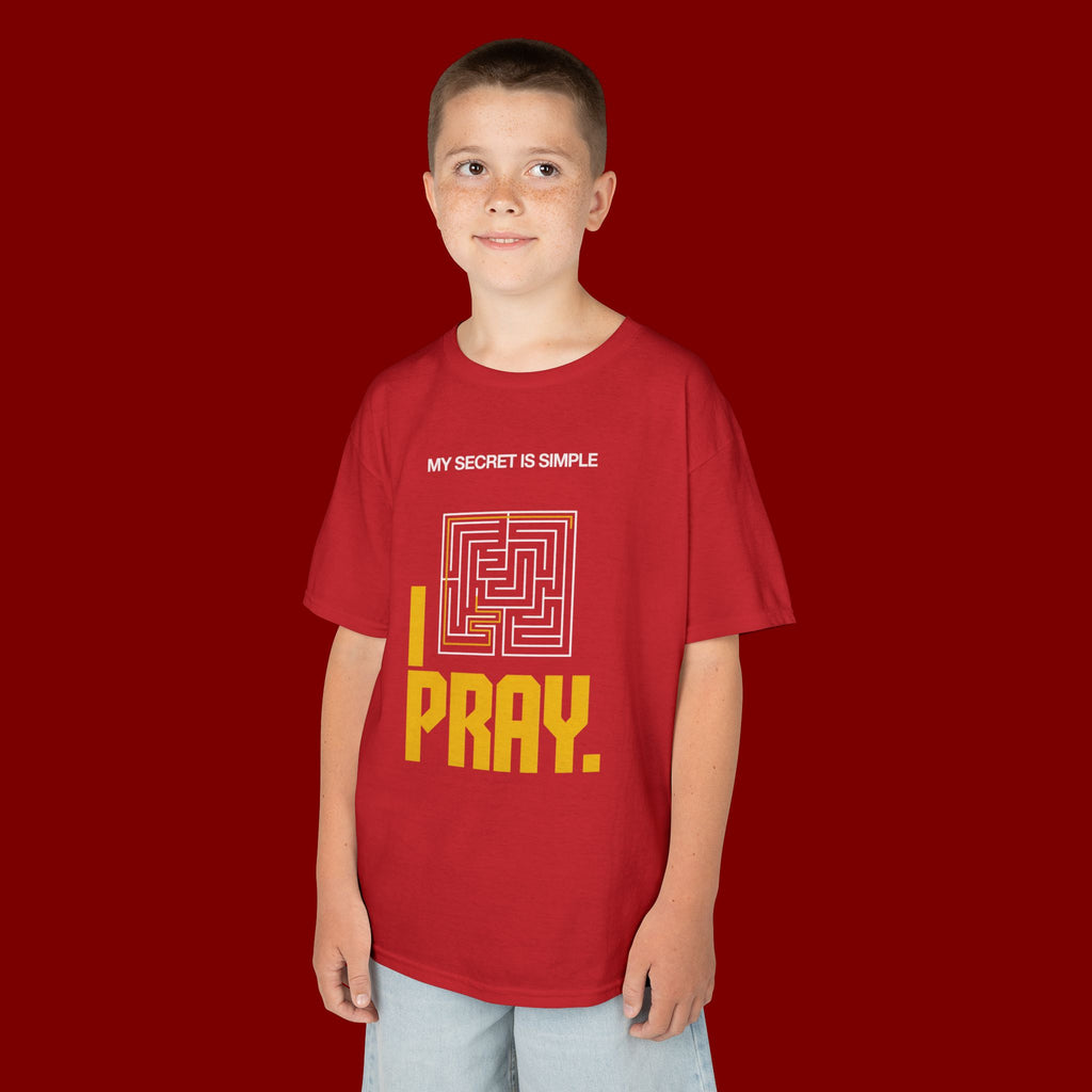 Kids Tee — "My Secret Is Simple: I Pray." Maze Faith T‑Shirt