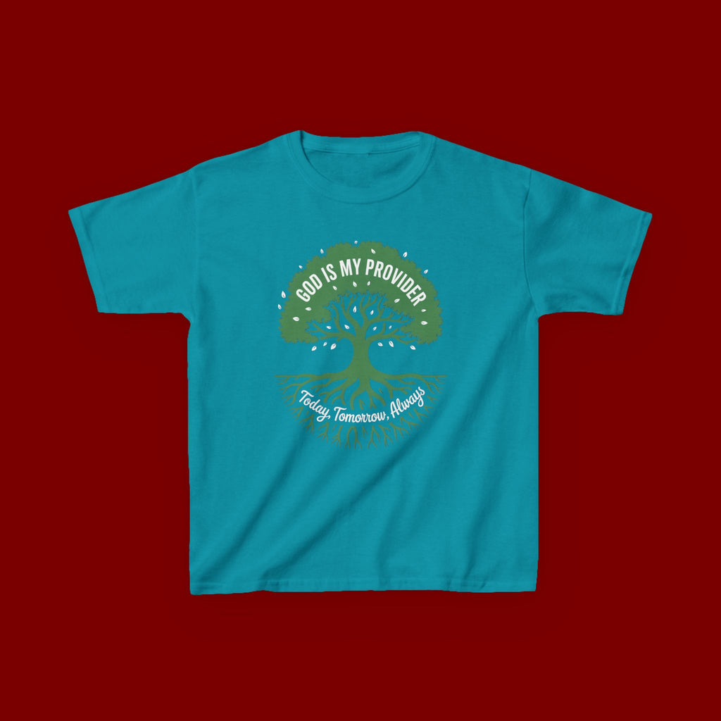Kids Tee — "God Is My Provider" Tree of Faith Christian Shirt
