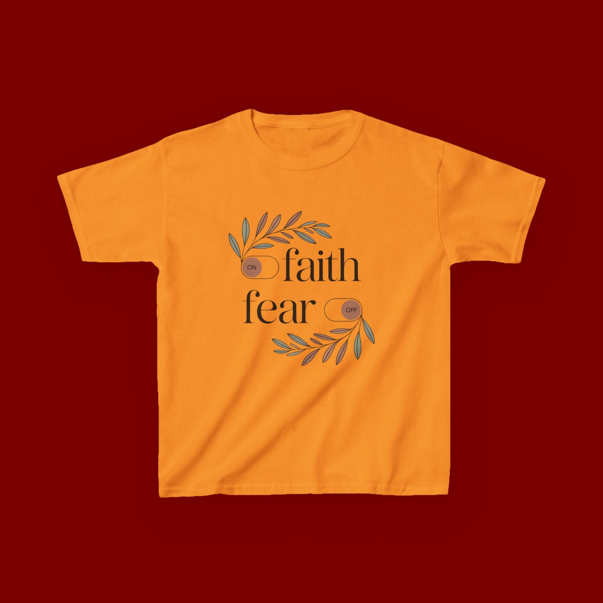 Faith Over Fear Kids T‑Shirt — Floral Inspirational Tee for Boys & Girls