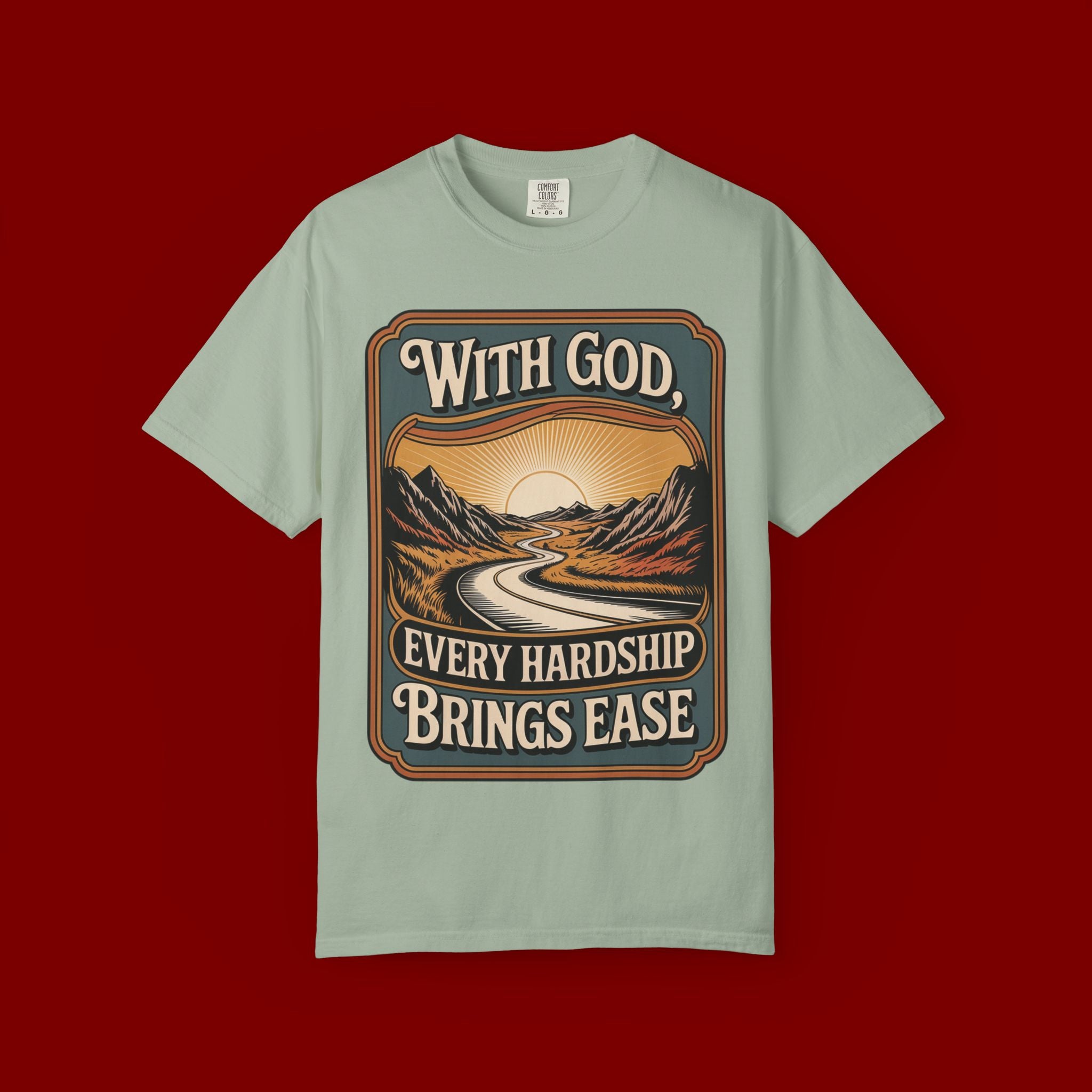 Inspirational Graphic T-Shirt — "With God, Every Hardship Brings Ease"