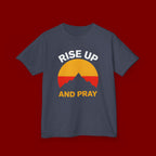 Kids Tee — "Rise Up and Pray" Mountain Sunrise Faith T‑Shirt