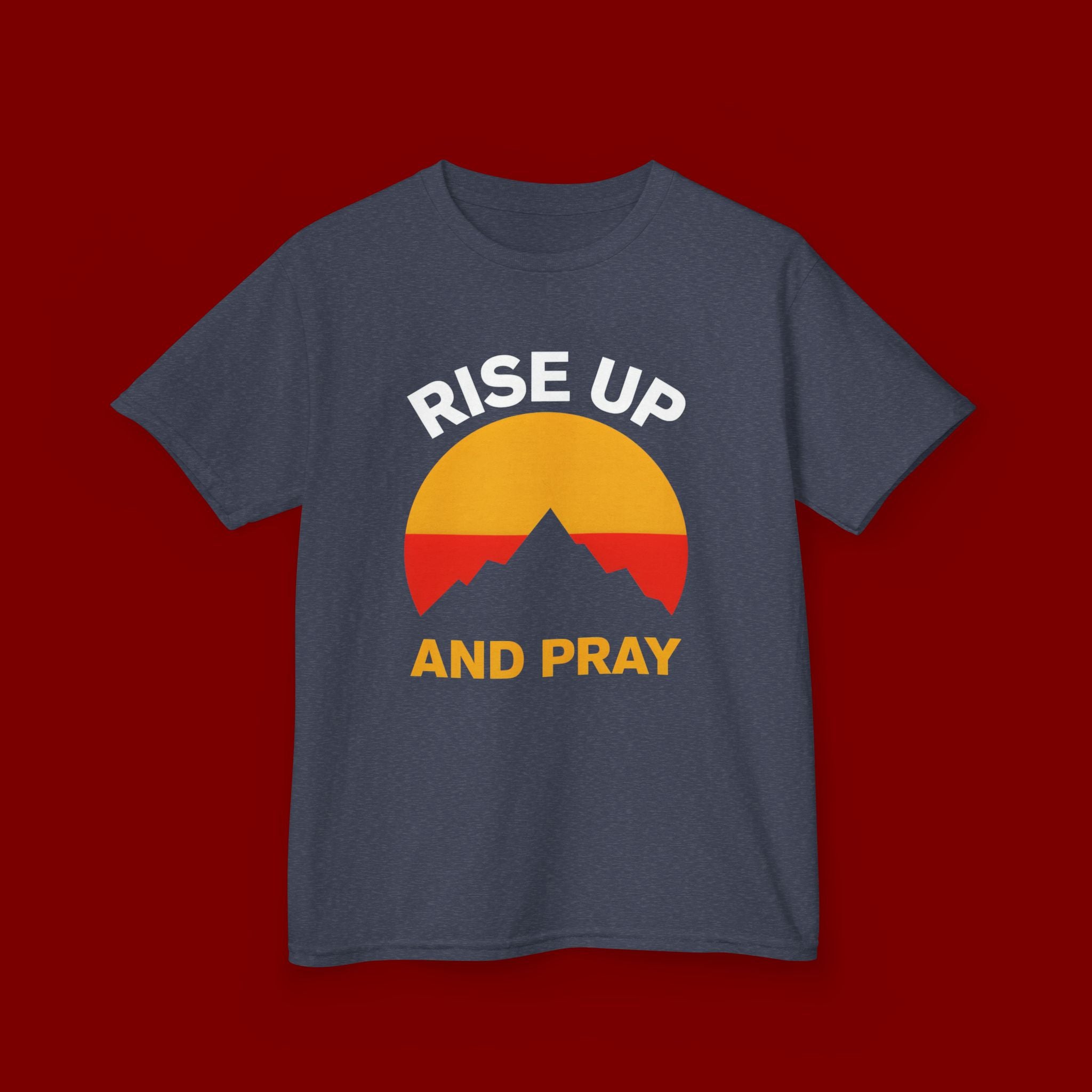 Kids Tee — "Rise Up and Pray" Mountain Sunrise Faith T‑Shirt