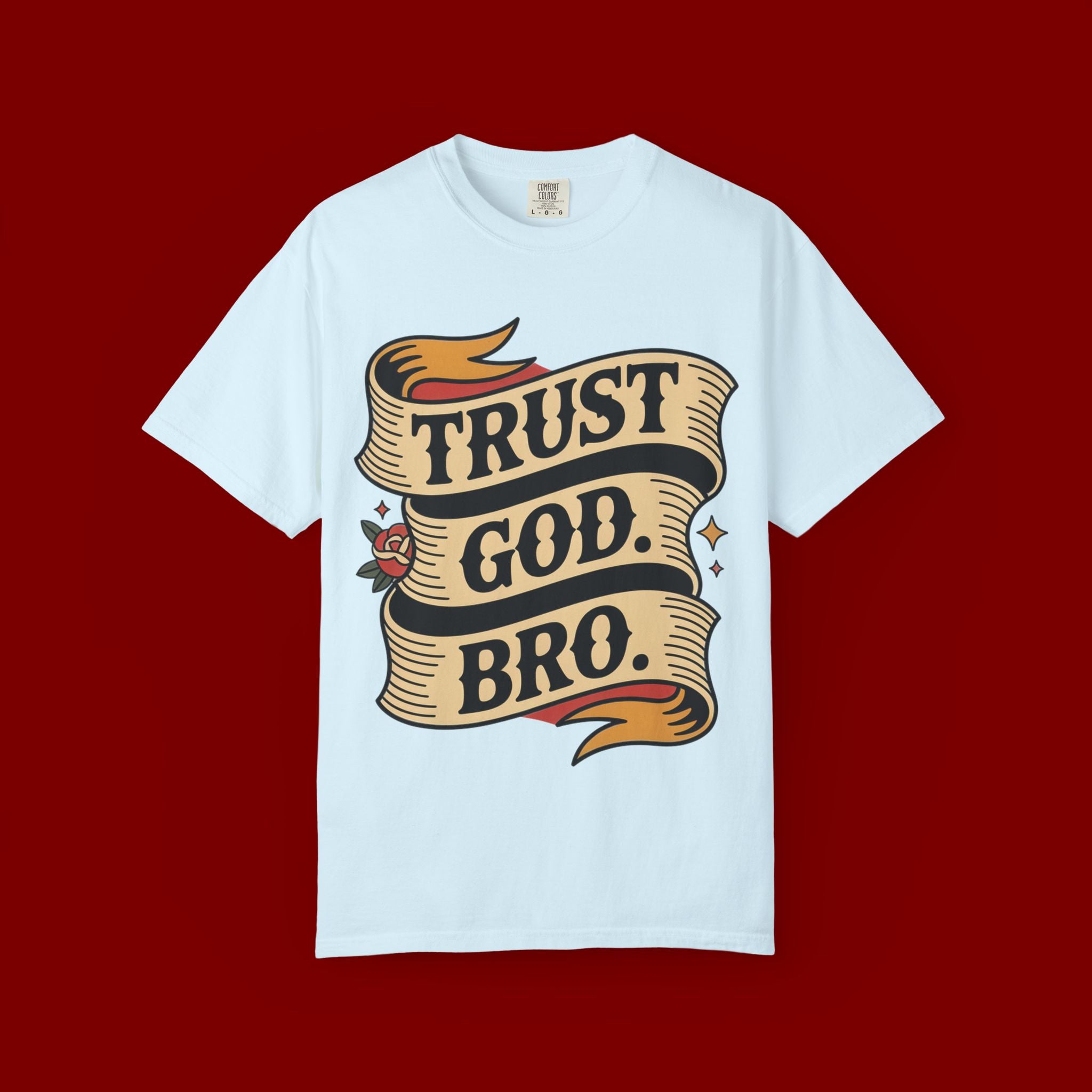 Trust God, Bro T-Shirt — Retro Ribbon Faith Tee