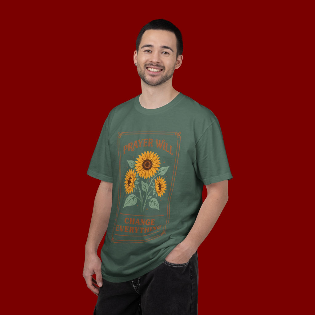 Prayer Will Change Everything T-Shirt — Sunflower Faith Graphic Tee