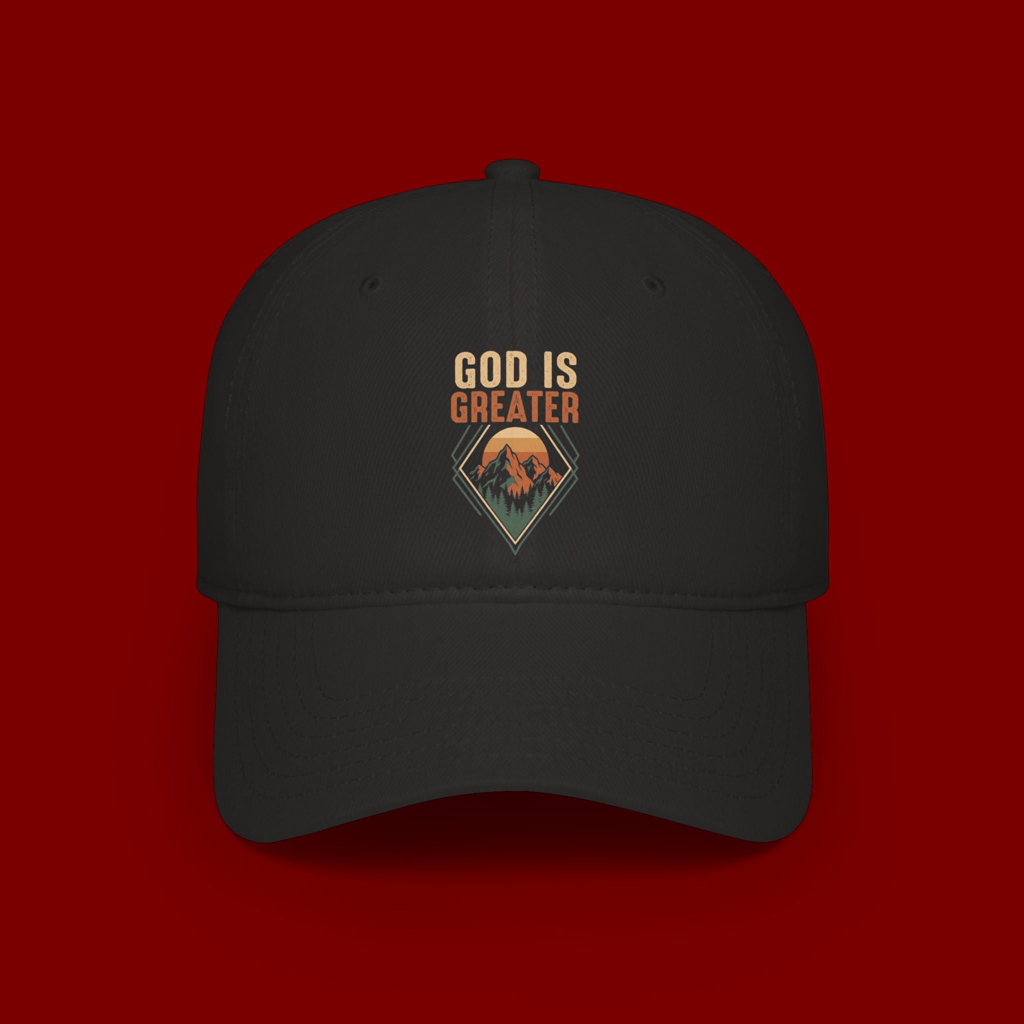 God Is Greater Embroidered Baseball Cap — Faith Inspirational Hat