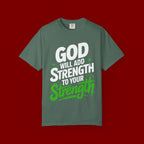 Inspirational T-Shirt — "God Will Add Strength to Your Strength" Christian Faith Tee