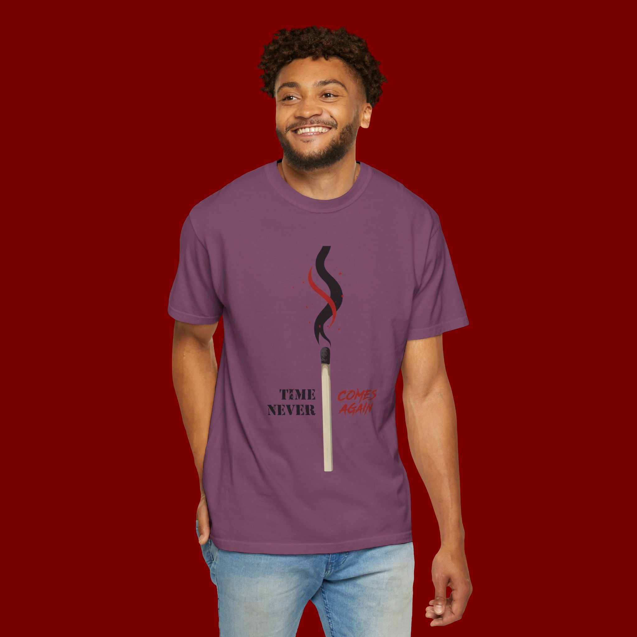 Matchstick Graphic T-Shirt — “Time Never Comes Again” Vintage-Inspired Tee