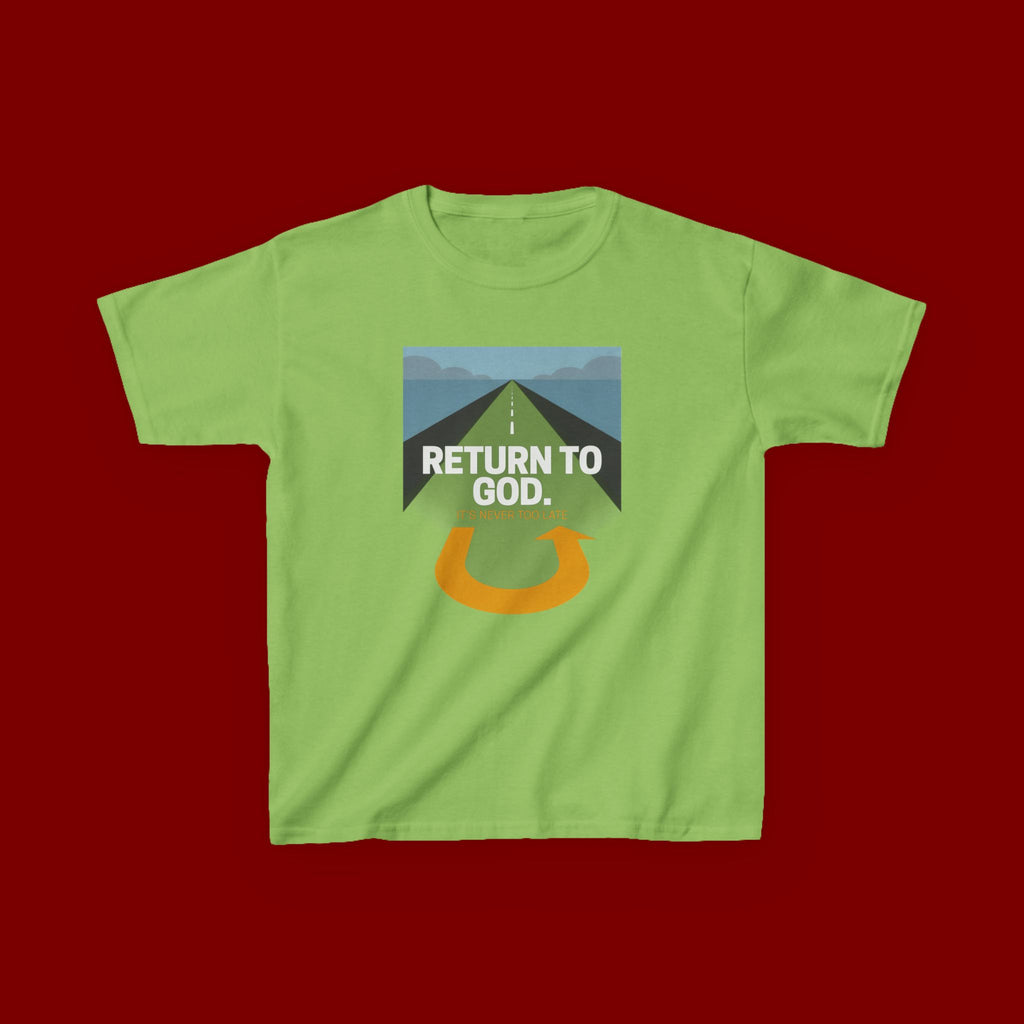 Kids Tee - "Return to God" Roadway Graphic Religious Youth Shirt