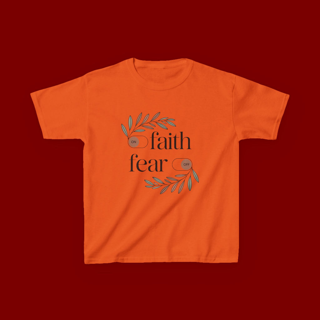 Faith Over Fear Kids T‑Shirt — Floral Inspirational Tee for Boys & Girls
