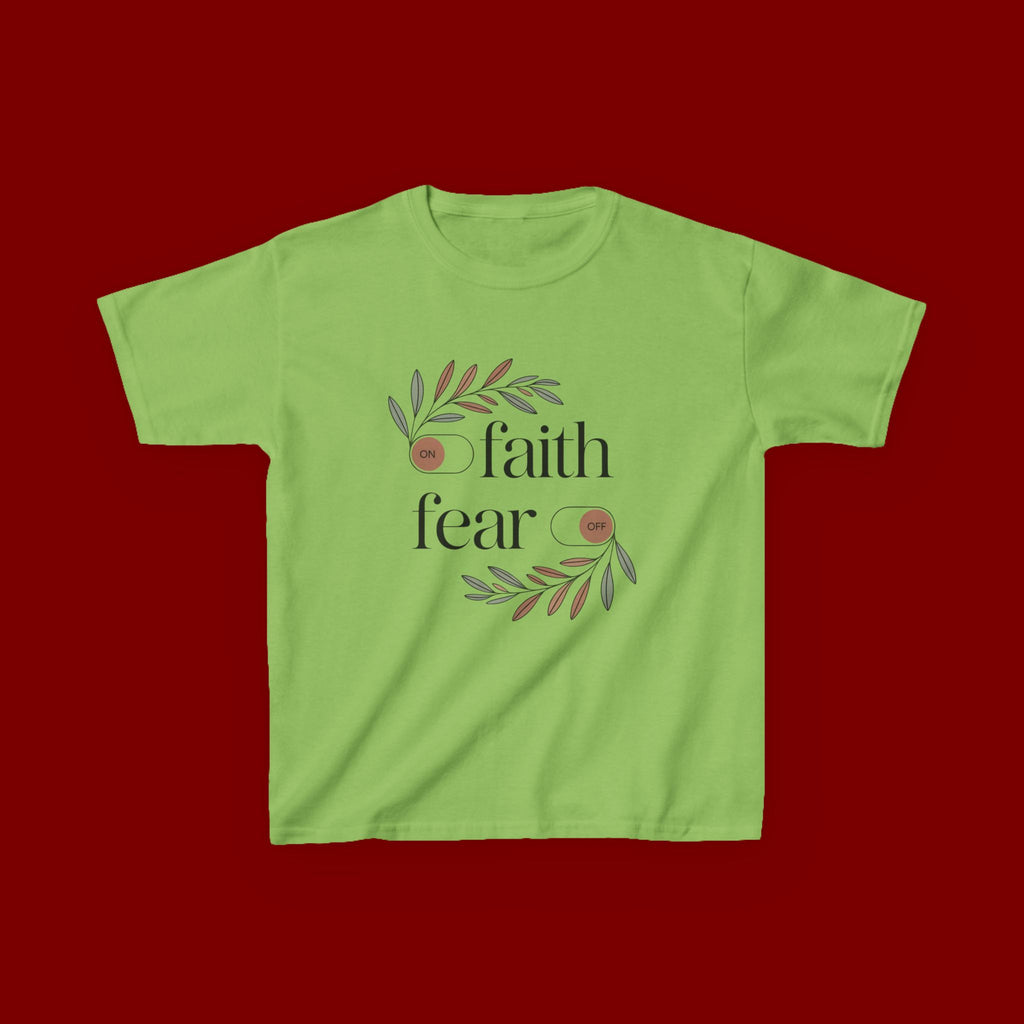 Faith Over Fear Kids T‑Shirt — Floral Inspirational Tee for Boys & Girls