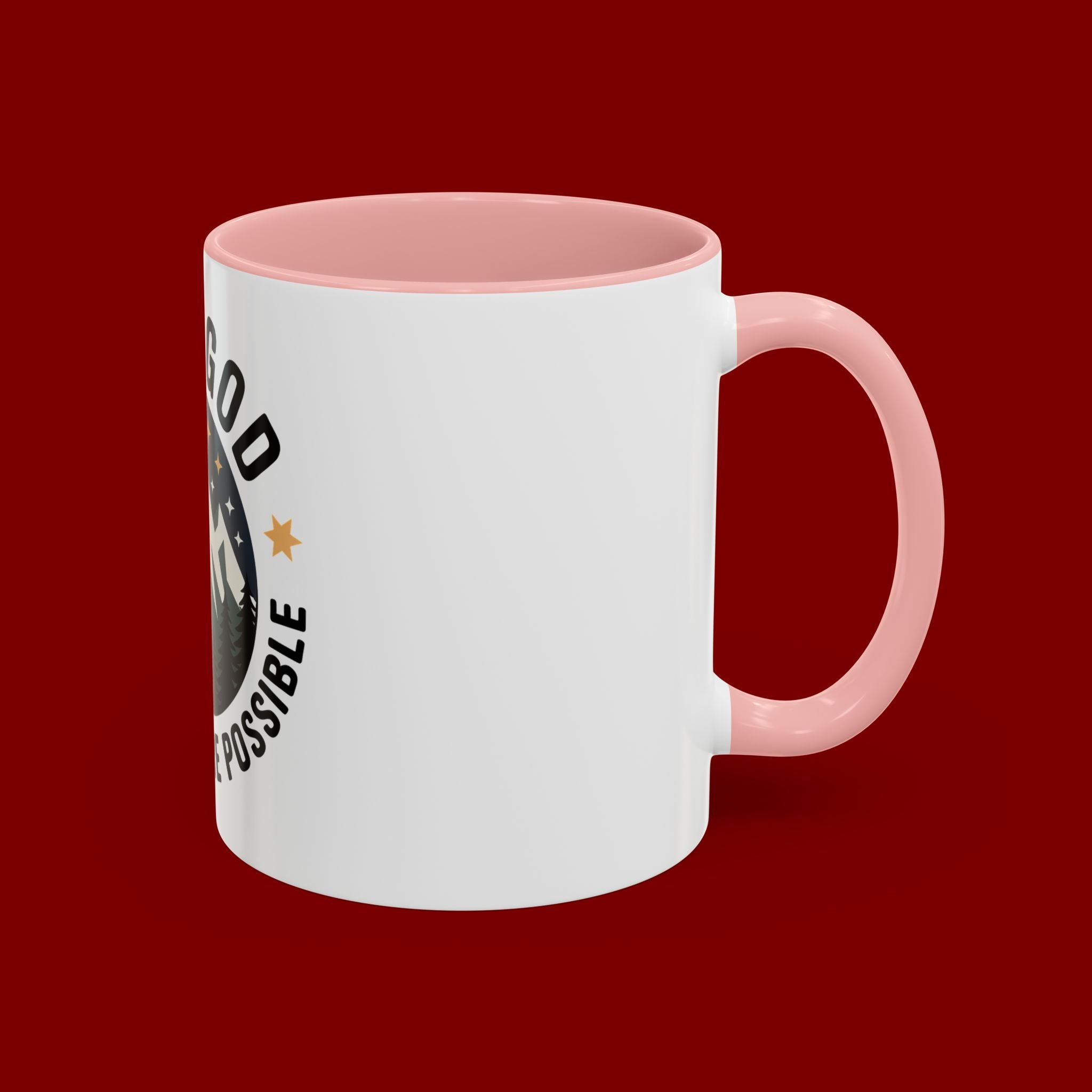 With God All Things Are Possible Accent Coffee Mug — Inspirational Faith Mountain Mug (11/15oz)