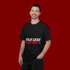 Work More Graphic T-Shirt — Bold Red Minimalist Slogan Tee