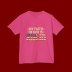 Kids Tee — "My Faith in God is Solid" Patriotic Christian T-Shirt