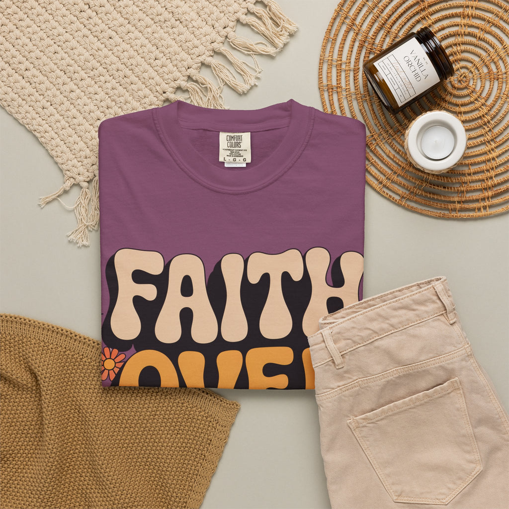 Faith Over Fear T‑Shirt — Retro Floral Inspirational Tee