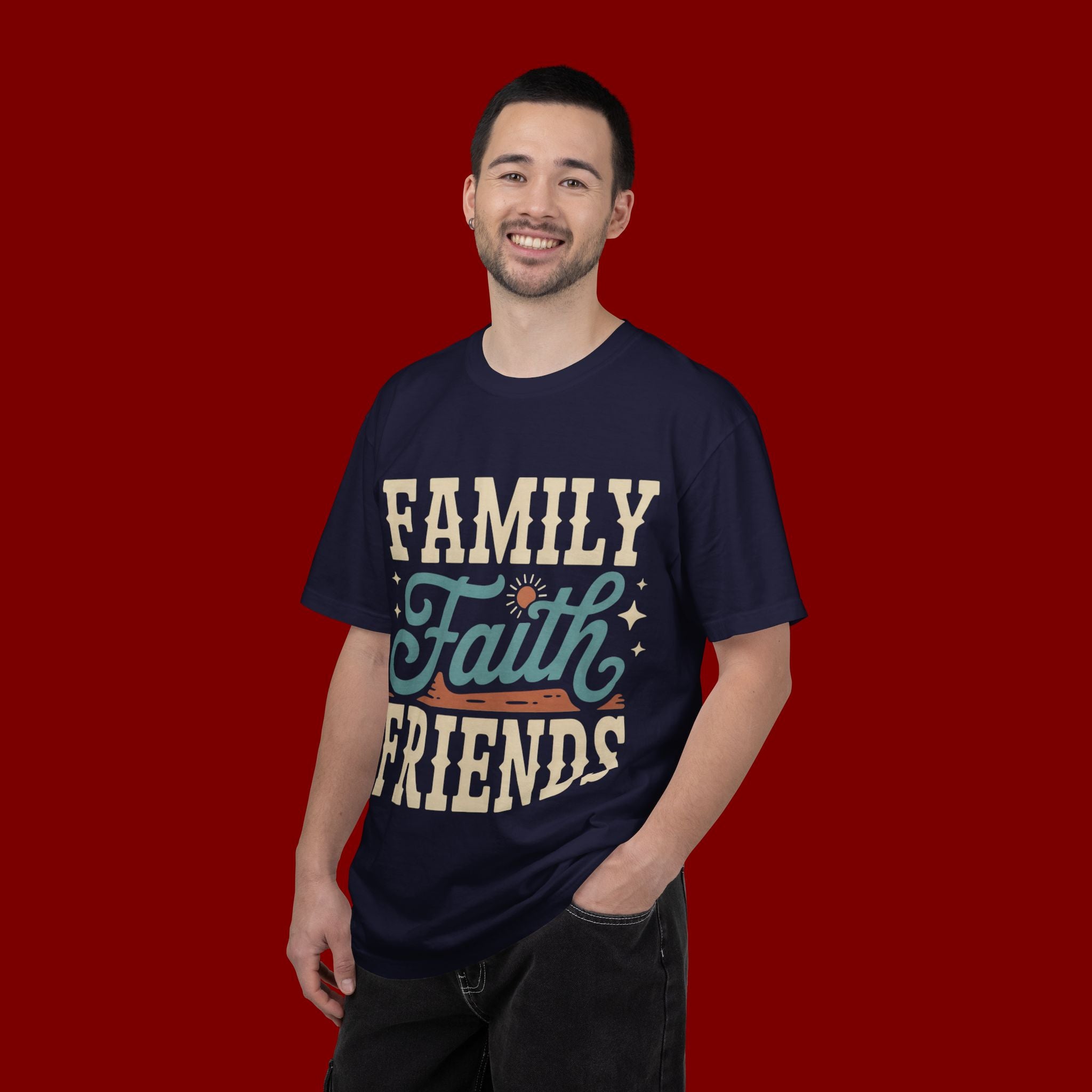 Family Faith Friends T-Shirt — Retro Christian Inspirational Tee