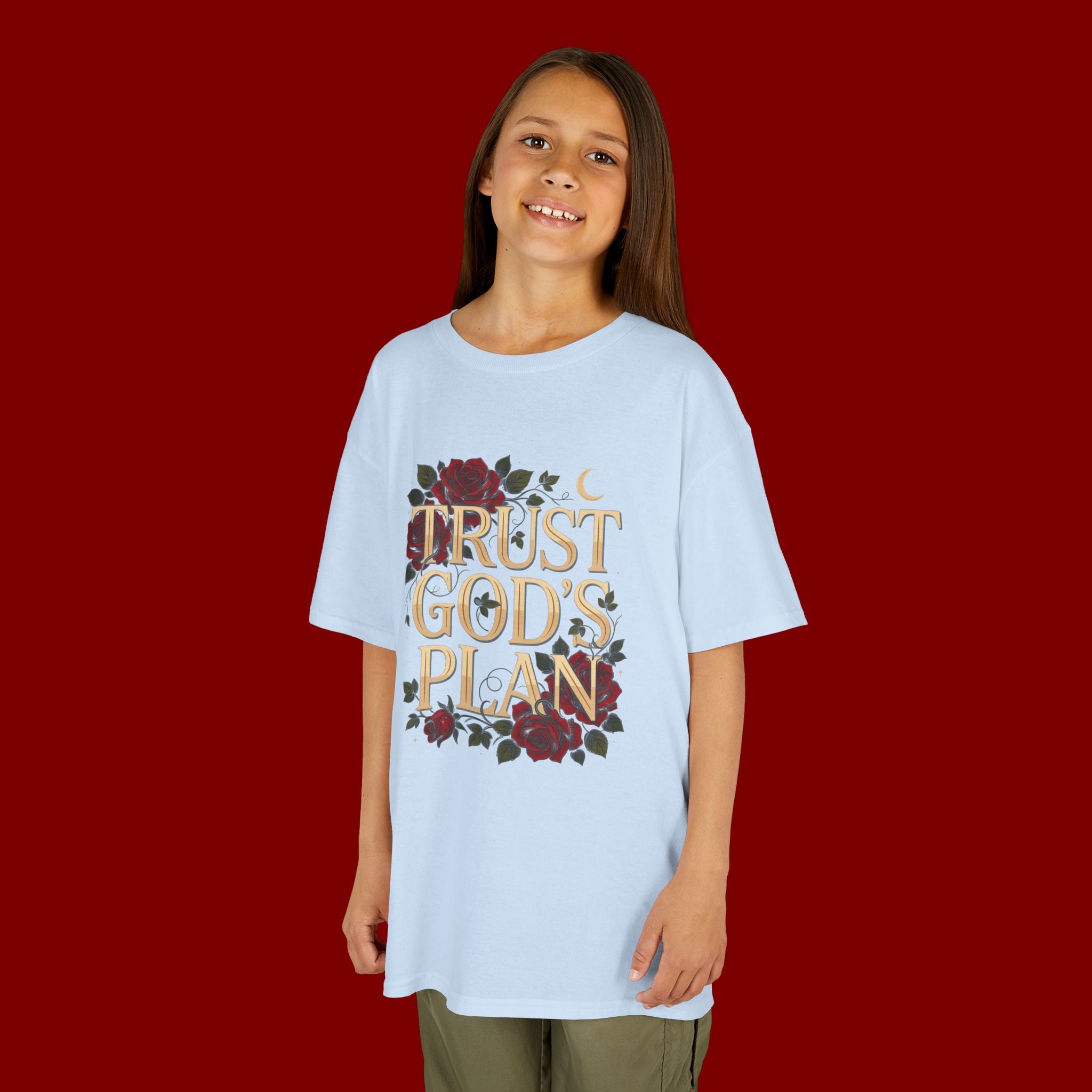 Kids Tee — "Trust God's Plan" Floral Faith T‑Shirt