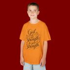 Kids T‑Shirt — "God Will Add Strength to Your Strength" Inspirational Faith Tee