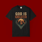 God Is Greater Mountain T-Shirt — Christian Faith Graphic Tee