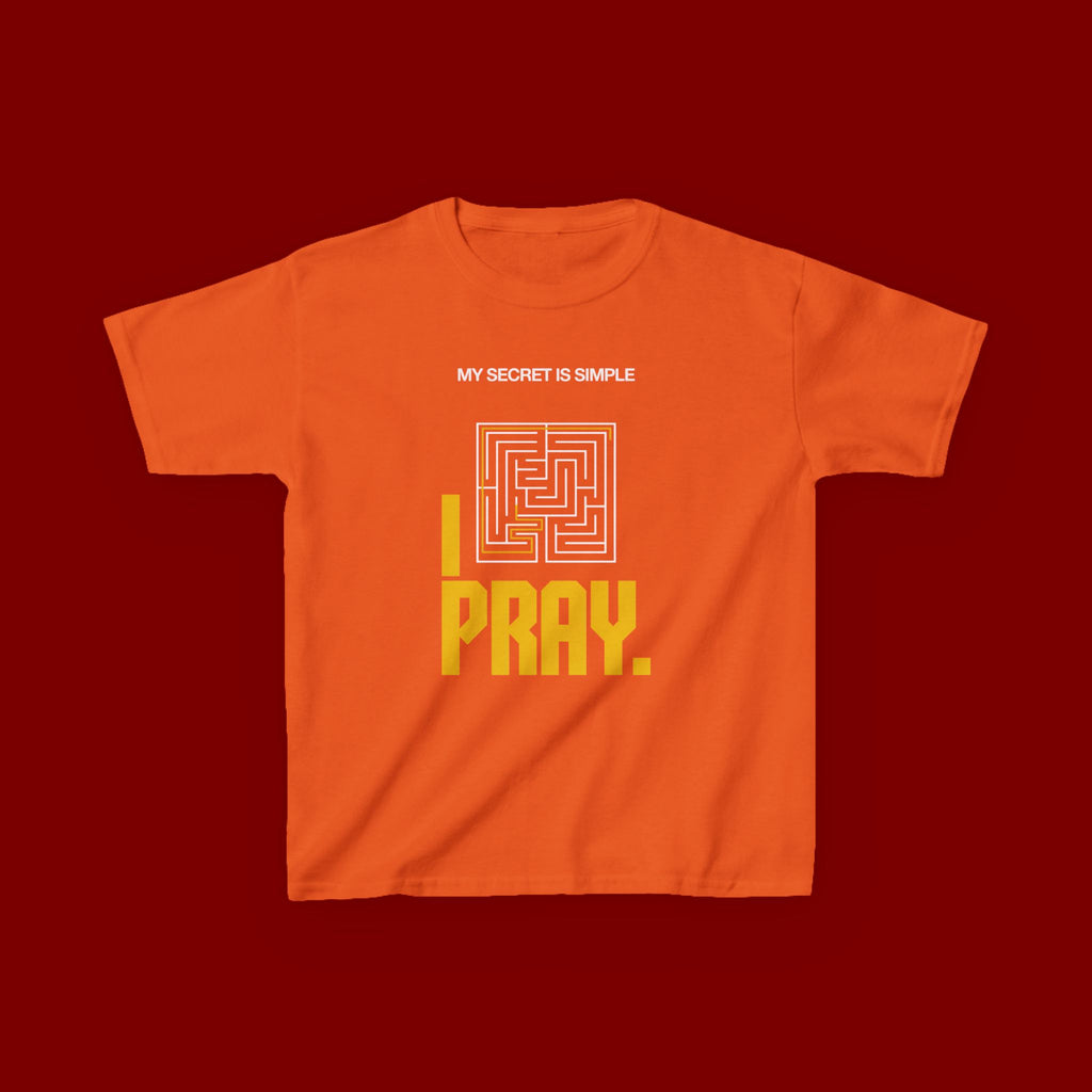 Kids Tee — "My Secret Is Simple: I Pray." Maze Faith T‑Shirt