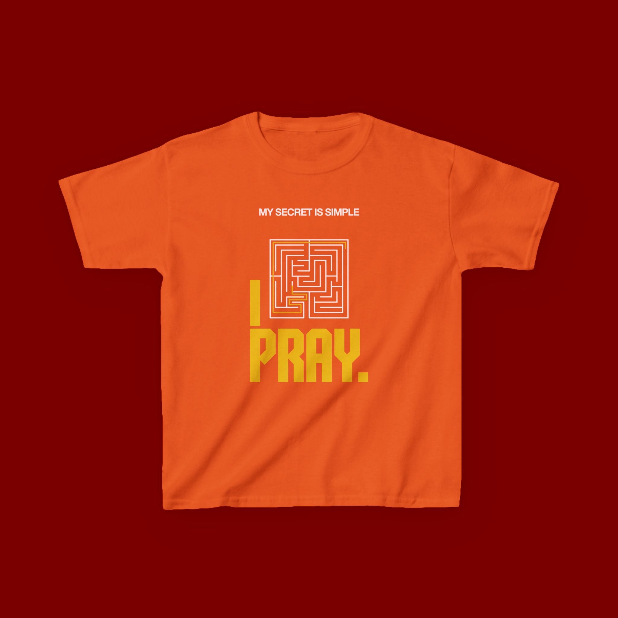 Kids Tee — "My Secret Is Simple: I Pray." Maze Faith T‑Shirt