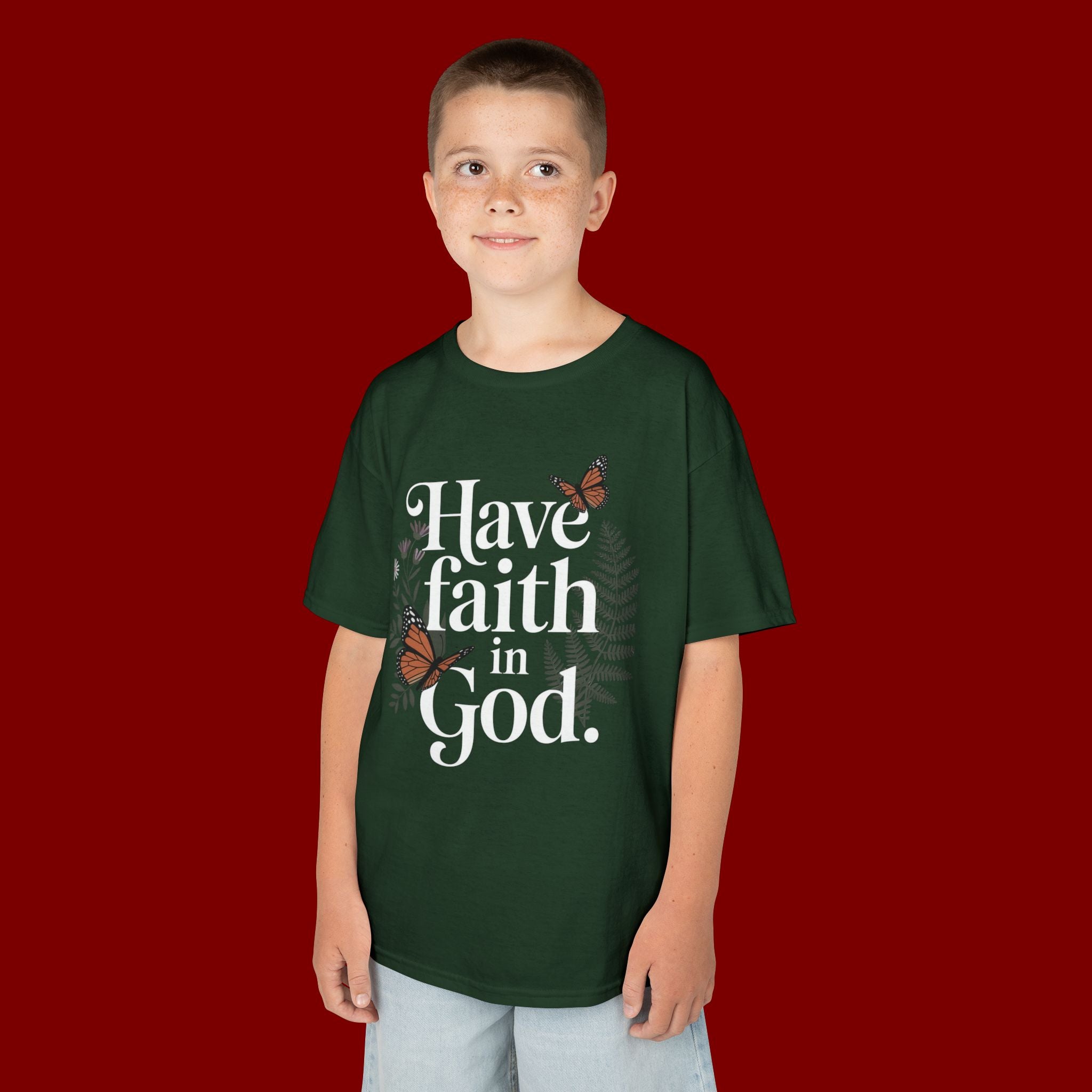 Kids Tee — "Have Faith in God" Floral Christian Youth T‑Shirt
