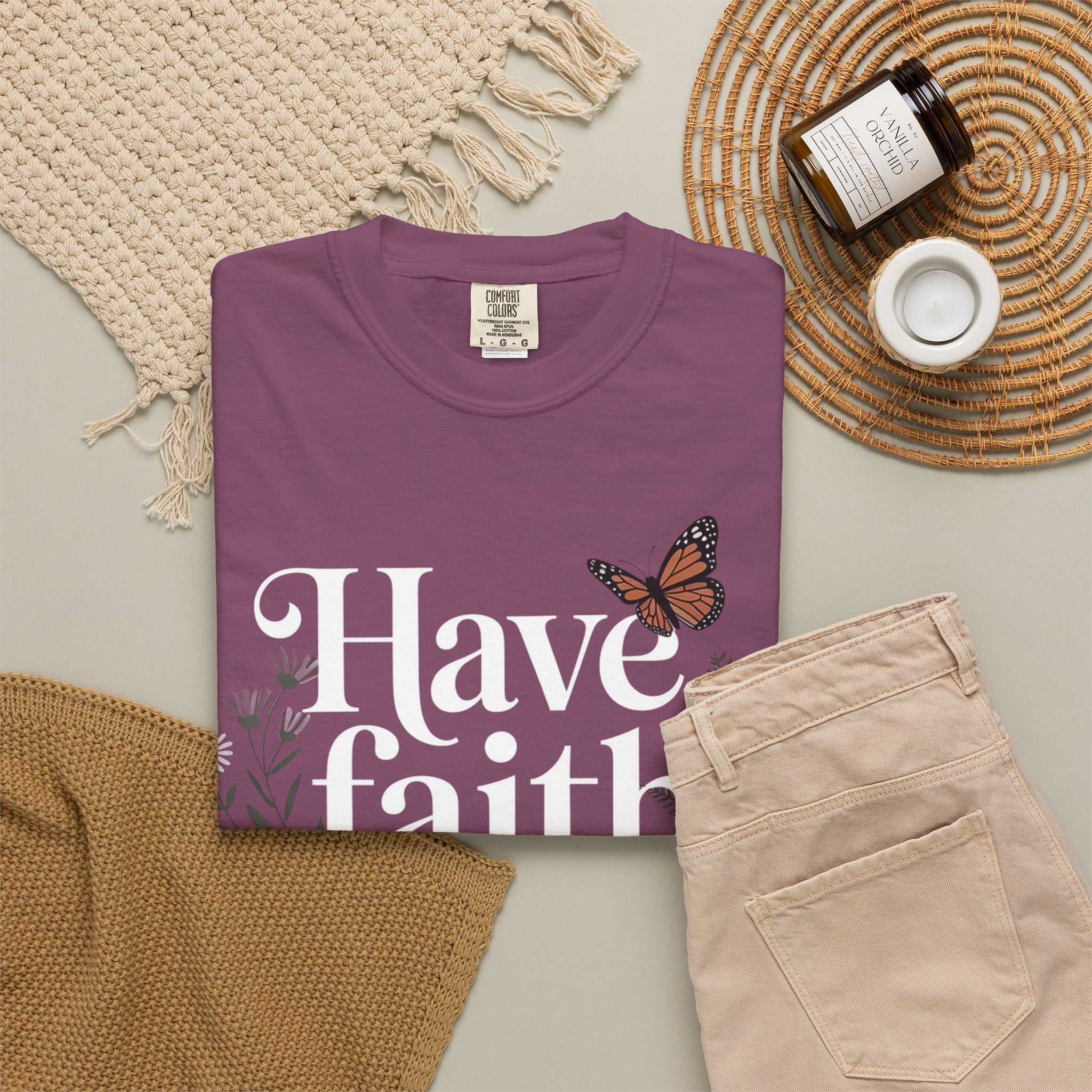 Have Faith in God T-Shirt — Christian Inspirational Tee with Butterflies