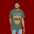 Solid Faith Shield T-Shirt — "My Faith in God Is Solid" Christian Tee